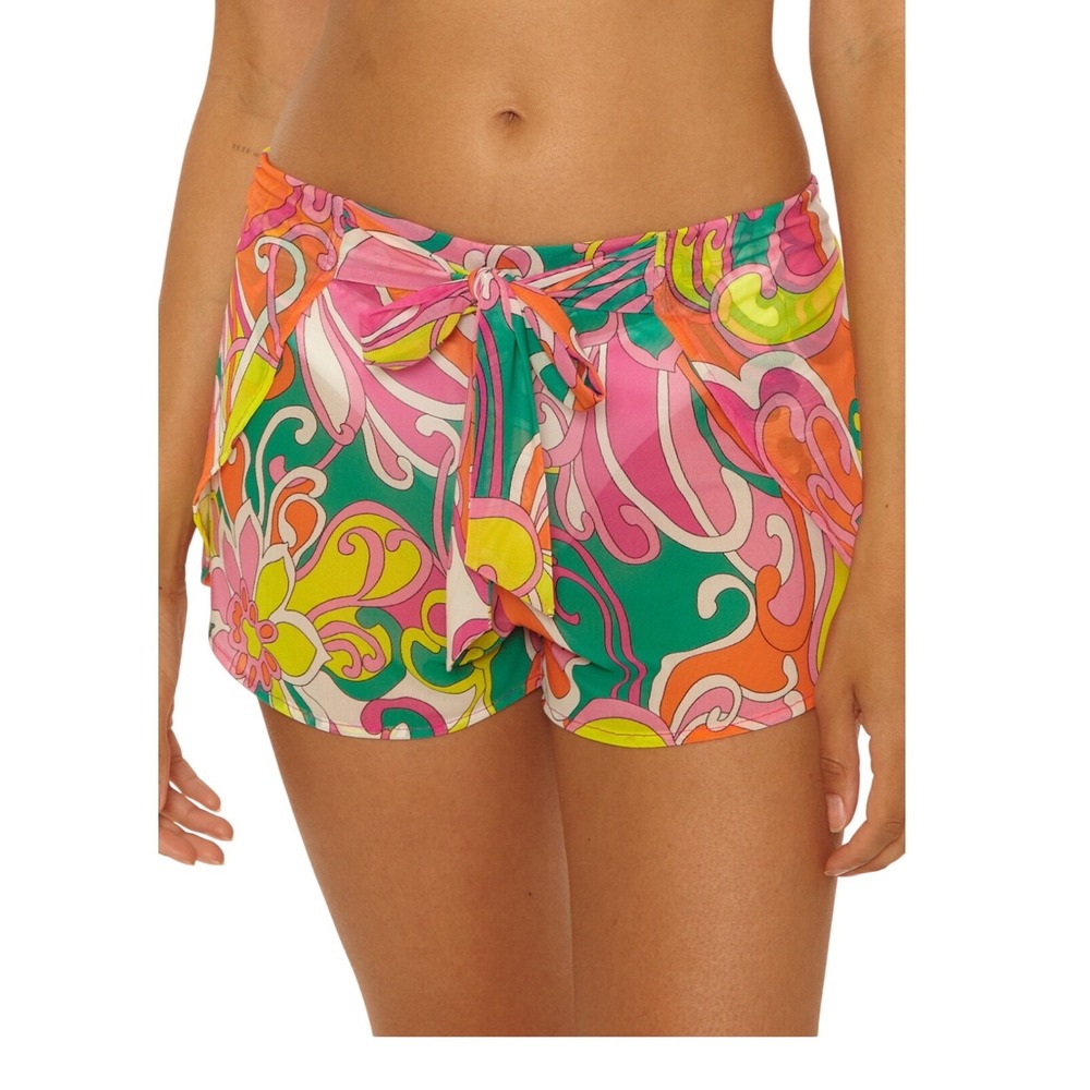 Trina‎ Turk Elara Mesh Wrap Shorts, Swim Cover-Up Shorts, Women's Size Medium